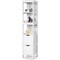 Bathroom Cabinet Tower with 2 Storage Drawers and 3 Shelves in White Wood Finish